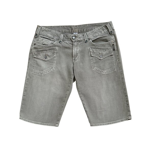 SILVER JEANS Womens Size 32 Olive Green GI Distressed Low Rise Bermuda Shorts - Picture 1 of 8